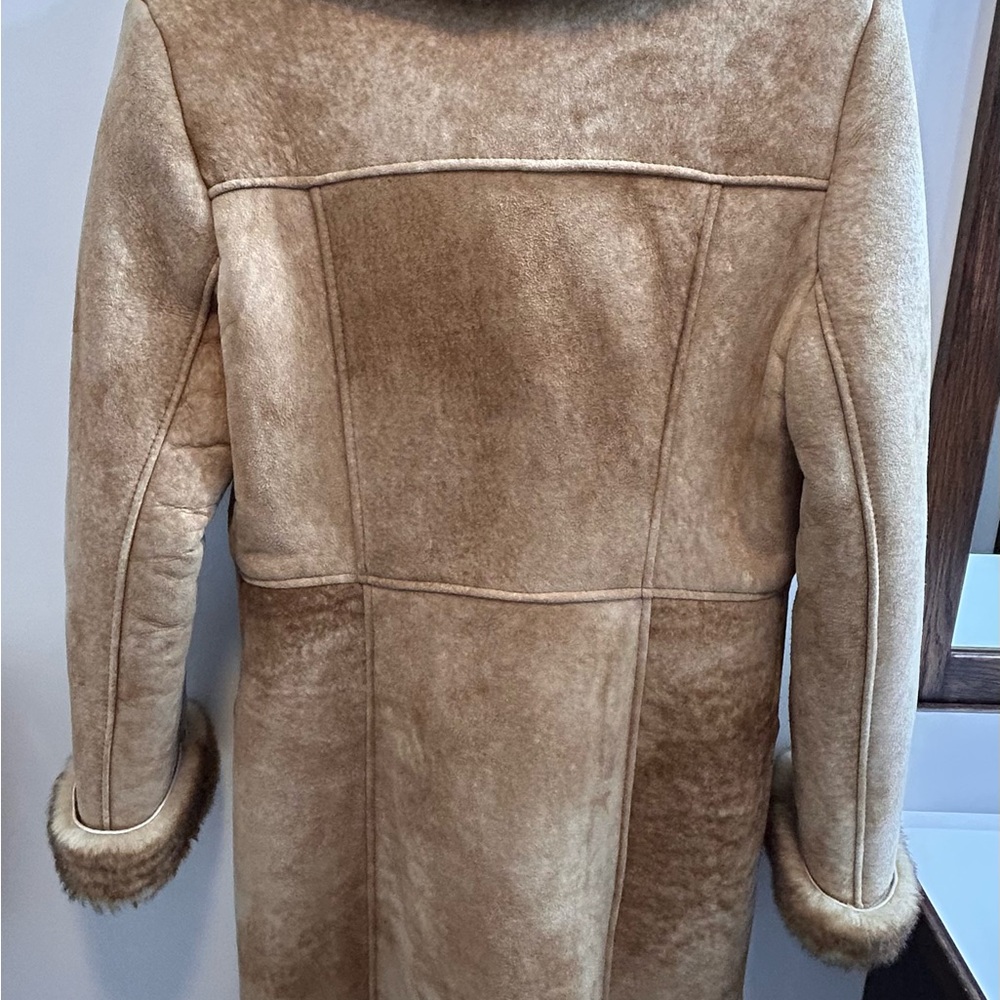 Ardeny LIKE NEW Women's LONG Tan LAMBS WOOL Coat - Picture 3 of 13
